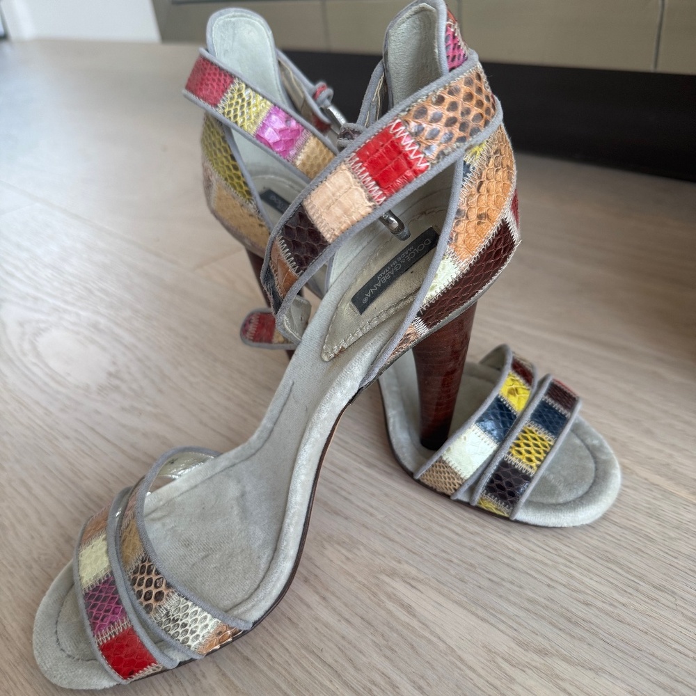 Dolce & Gabbana Patchwork Snakeskin Sandals